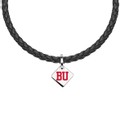 click to view Boston University Leather Necklace with Sterling Silver Tag - Image 1