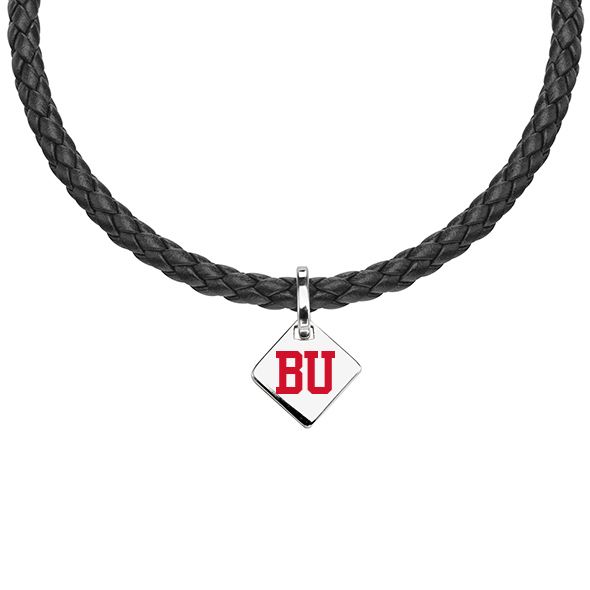 Boston University Leather Necklace with Sterling Silver Tag