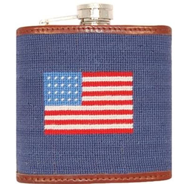 American Flag Needlepoint Flask - Image 1