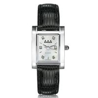 Delta Delta Delta Women's Mother of Pearl Quad Watch with Diamonds & Leather Strap