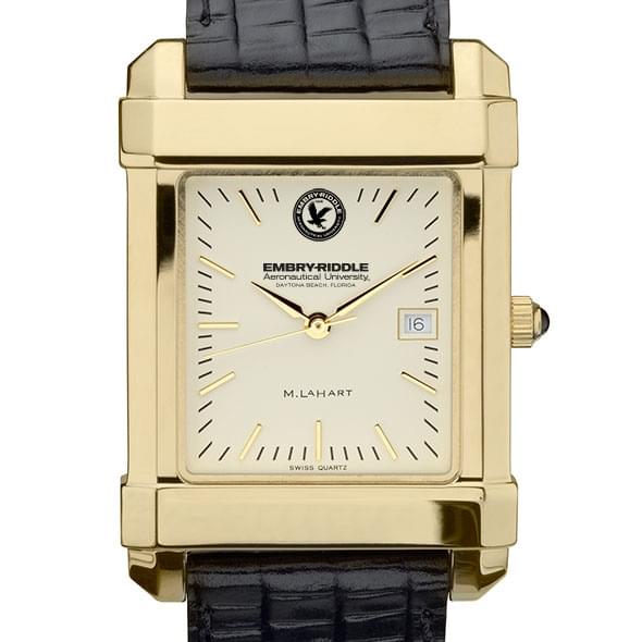 Embry-Riddle Men's Gold Quad with Leather Strap