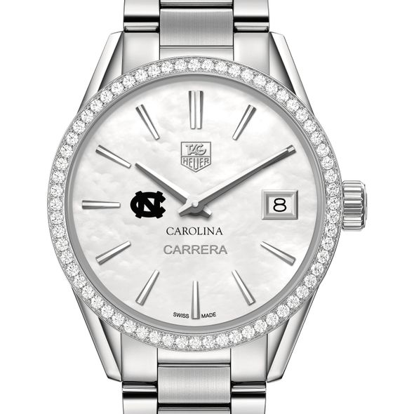 University of North Carolina Women's TAG Heuer Steel Carrera with MOP Dial & Diamond Bezel - Image 1