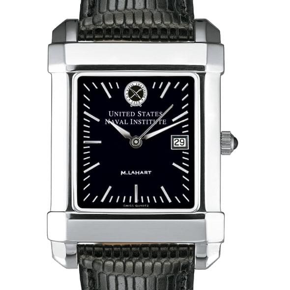 USNI Men's Black Quad Watch with Leather Strap
