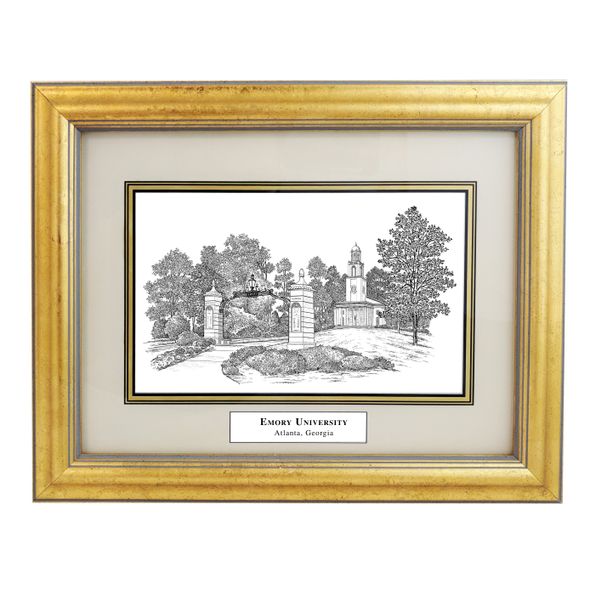 Framed Pen and Ink Emory Print at M.LaHart & Company