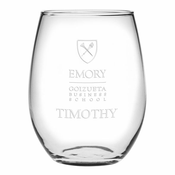 Emory Goizueta Stemless Wine Glasses Made in the USA - Set of 4 - Image 1