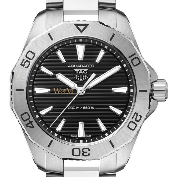 William & Mary Men's TAG Heuer Steel Aquaracer with Black Dial - Image 1