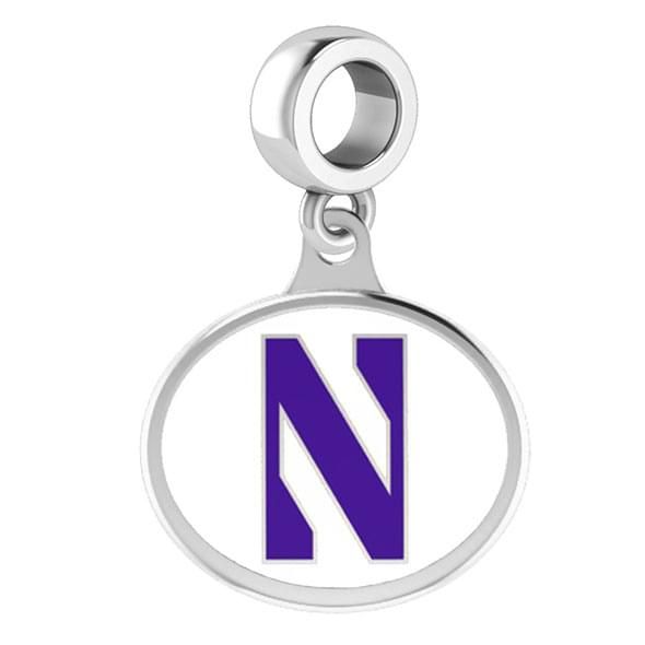 Northwestern Round Enameled Drop Charm