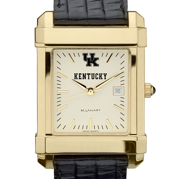 Kentucky Men's Gold Quad with Leather Strap