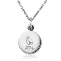 Ball State Necklace with Charm in Sterling Silver