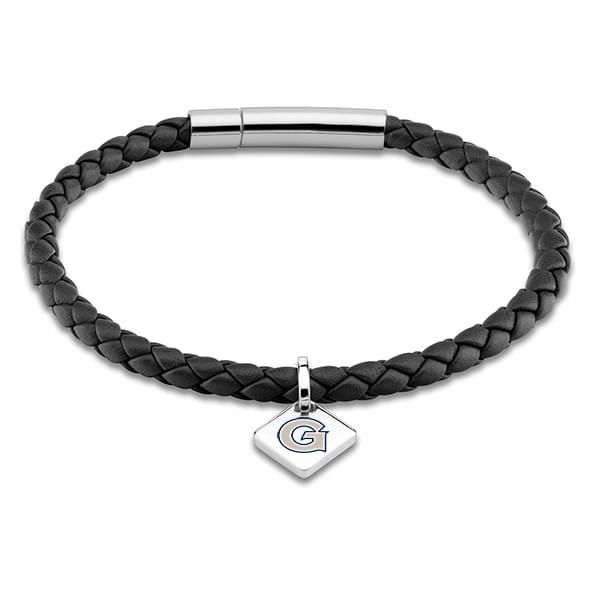 Georgetown Leather Bracelet with Sterling Silver Tag - Black