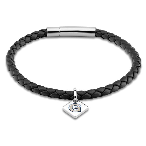 Georgetown Leather Bracelet with Sterling Silver Tag - Black