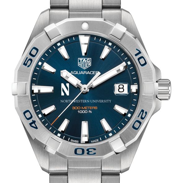Northwestern University Men's TAG Heuer Steel Aquaracer with Blue Dial