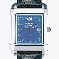 Brigham Young University Men's Steel Quad Blue Dial with Leather