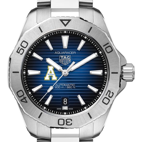 Appalachian State Men's TAG Heuer Steel Automatic Aquaracer with Blue Sunray Dial - Image 1