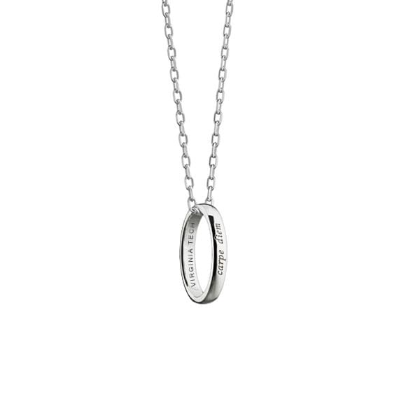 Virginia Tech Monica Rich Kosann "Carpe Diem" Poesy Ring Necklace in Silver