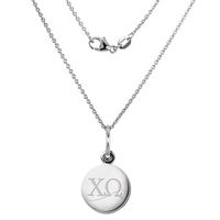 Chi Omega Sterling Silver Necklace with Silver Charm