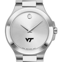 Virginia Tech Men's Movado Collection Stainless Steel Watch with Silver Dial