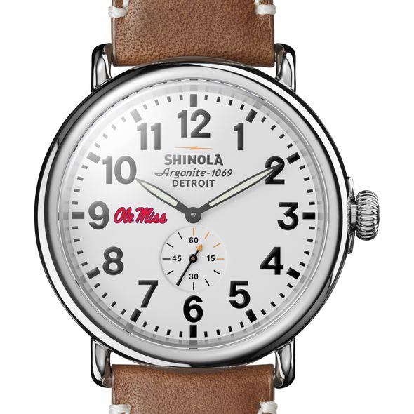 Ole Miss Shinola Watch, The Runwell 47mm White Dial - Image 1