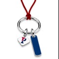 University of Pennsylvania Silk Necklace with Enamel Charm & Sterling Silver Tag - Image 1