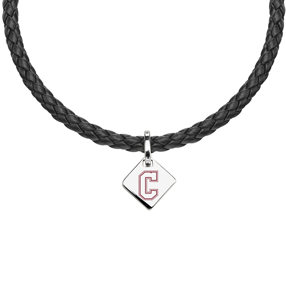 College of Charleston Leather Necklace with Sterling Silver Tag