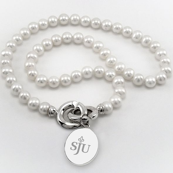 Saint Joseph's Pearl Necklace with Sterling Silver Charm - Image 1