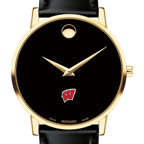 University of Wisconsin Men's Movado Gold Museum Classic Leather - Image 1