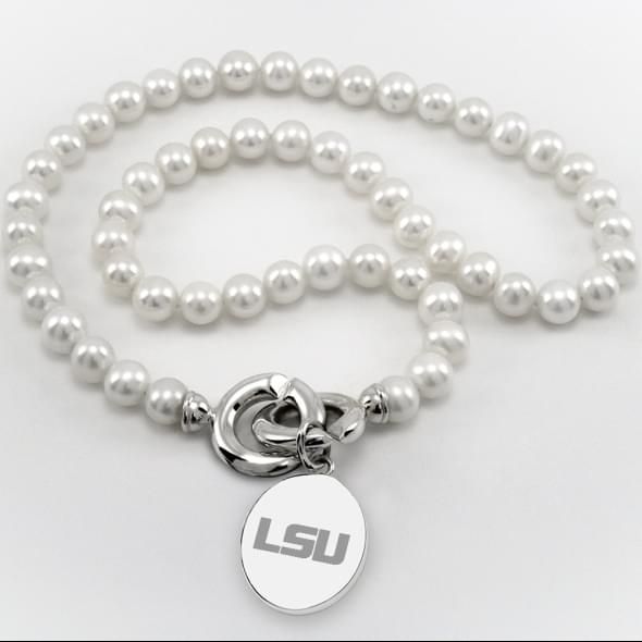LSU Pearl Necklace with Sterling Silver Charm - Image 1