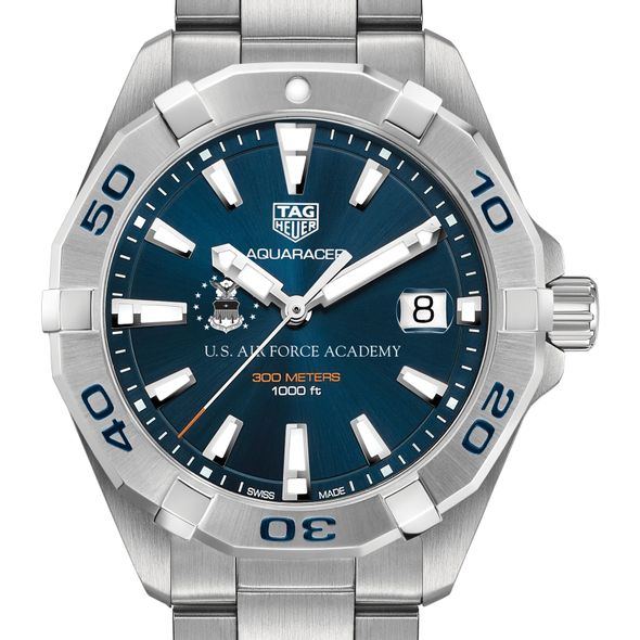 US Air Force Academy Men's TAG Heuer Steel Aquaracer with Blue Dial