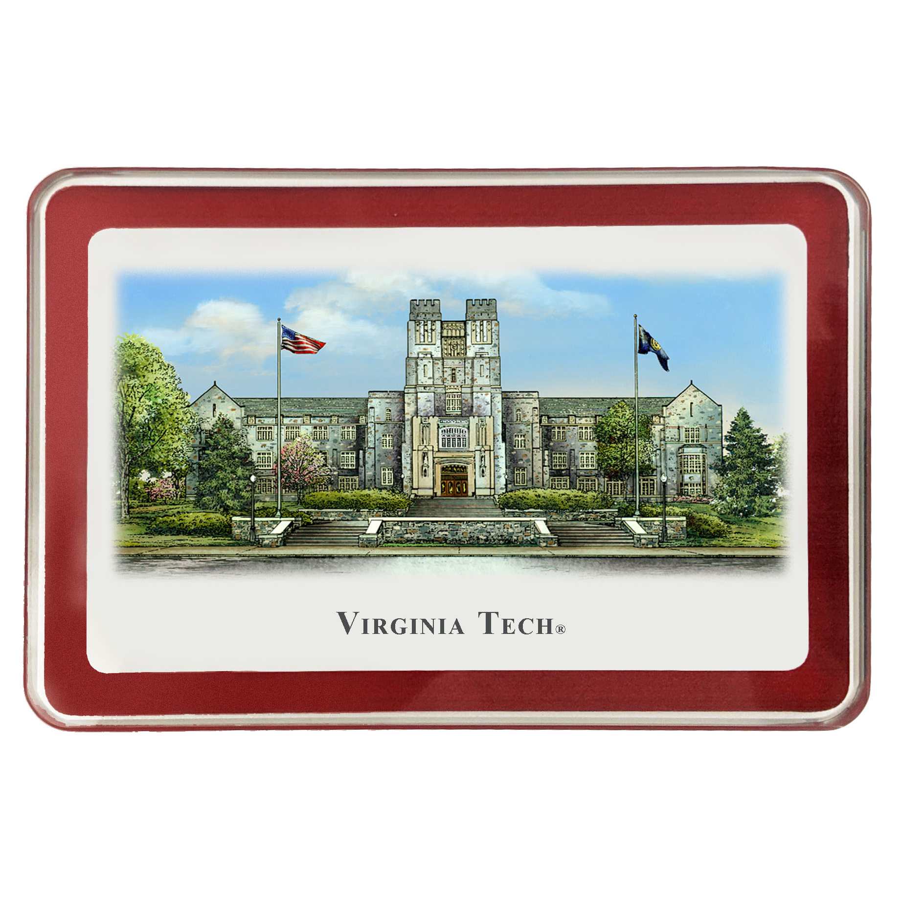 Virginia Tech Eglomise Paperweight