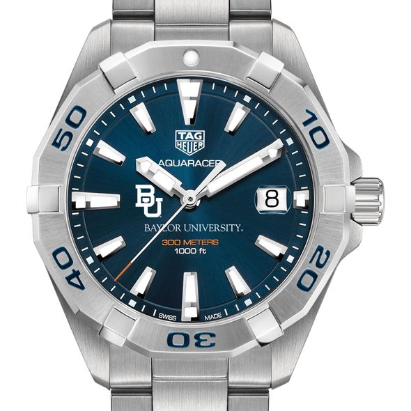 Baylor University Men's TAG Heuer Steel Aquaracer with Blue Dial
