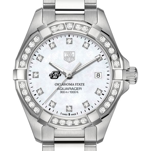 Oklahoma State University W's TAG Heuer Steel Aquaracer with MOP Dia Dial & Bezel - Image 1