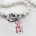 Chi Omega Pearl Necklace with Greek Letter Charm - Image 2
