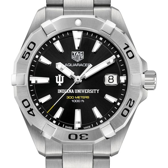 Indiana University Men's TAG Heuer Steel Aquaracer with Black Dial - Image 1