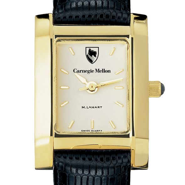 Carnegie Mellon University Women's Gold Quad with Leather Strap