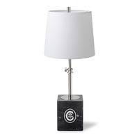Clemson Polished Nickel Lamp with Marble Base & Linen Shade