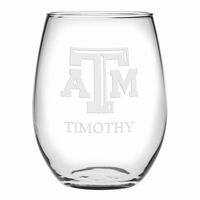 Texas A&M Stemless Wine Glasses Made in the USA - Set of 2