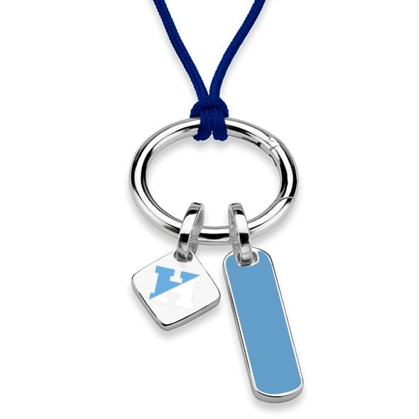 Johns Hopkins University Silk Necklace with Enamel Charm & Sterling Silver Tag