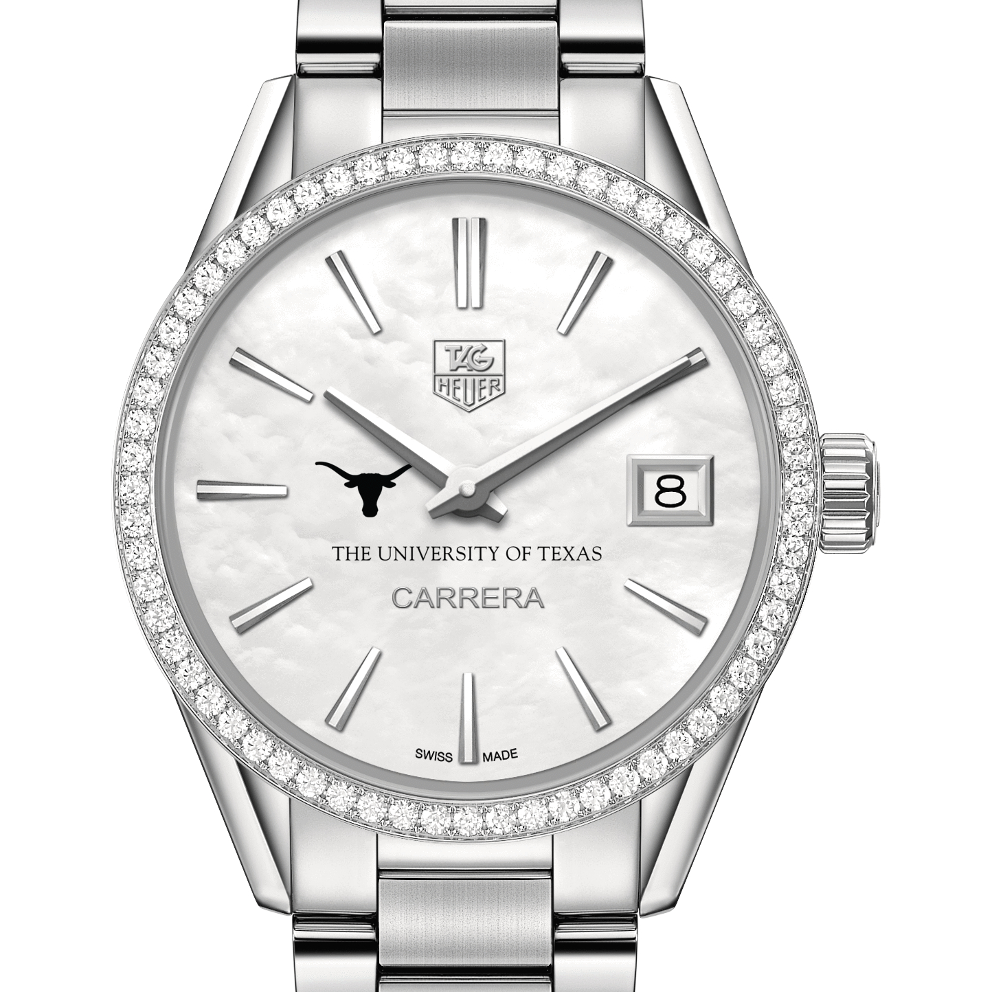 Texas Women's TAG Heuer Steel Carrera with MOP Dial & Diamond Bezel