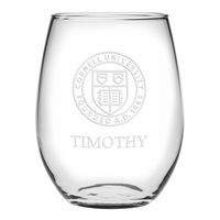 Cornell Stemless Wine Glasses Made in the USA - Set of 4