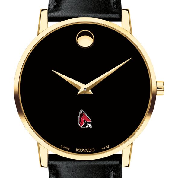 Ball State Men's Movado Gold Museum Classic Leather - Image 1