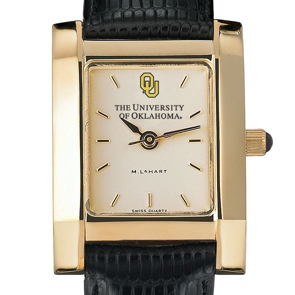Oklahoma Women's Gold Quad Watch with Leather Strap