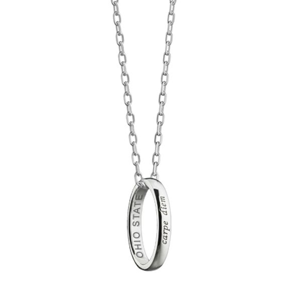 Ohio State Monica Rich Kosann "Carpe Diem" Poesy Ring Necklace in Silver - Image 1