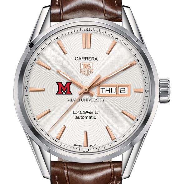 Miami University Men's TAG Heuer Day/Date Carrera with Silver Dial & Strap