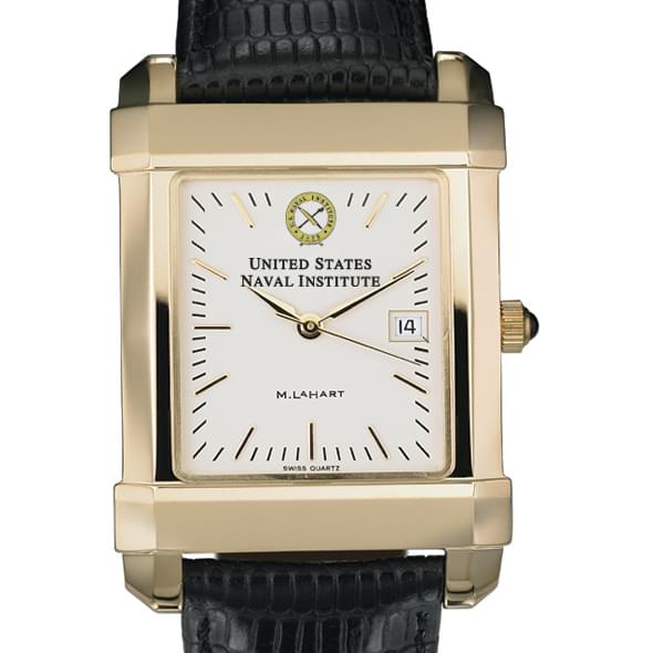 USNI Men's Gold Quad Watch with Leather Strap