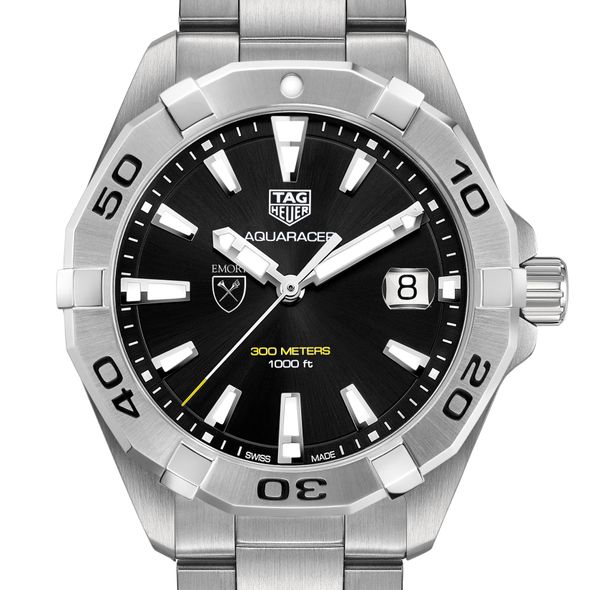 Emory University Men's TAG Heuer Steel Aquaracer with Black Dial