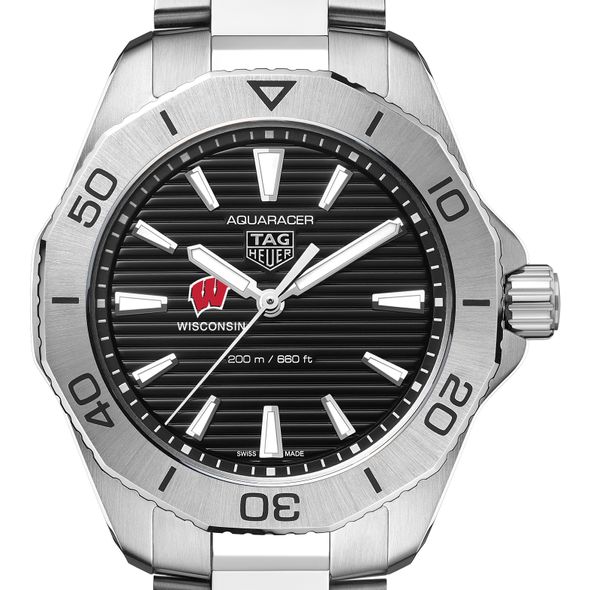 Wisconsin Men's TAG Heuer Steel Aquaracer with Black Dial - Image 1
