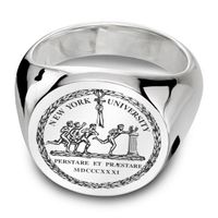 NYU Sterling Silver Round Signet Ring