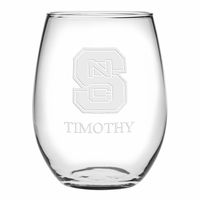 NC State Stemless Wine Glasses Made in the USA - Set of 2