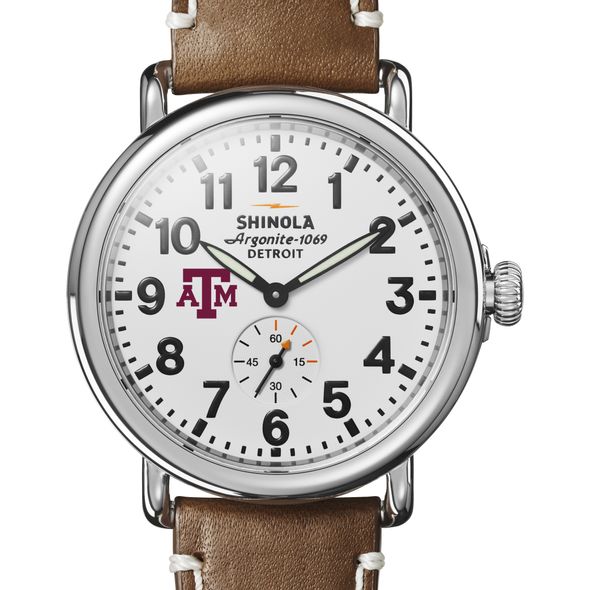 Texas A&M Shinola Watch, The Runwell 41mm White Dial - Image 1