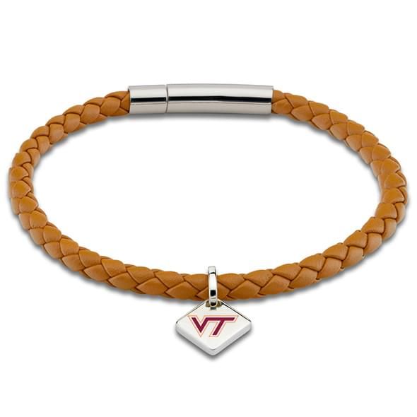 Virginia Tech Leather Bracelet with Sterling Tag - Saddle
